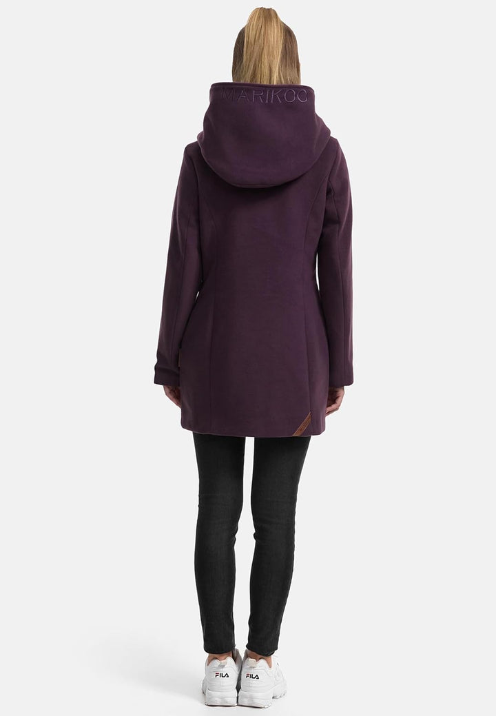 MARIKOO Damen Mantel in Wollmantel-Optik Warmer Trenchcoat mit Kapuze Maikoo XS-5XL 4XL Dusty Plum,