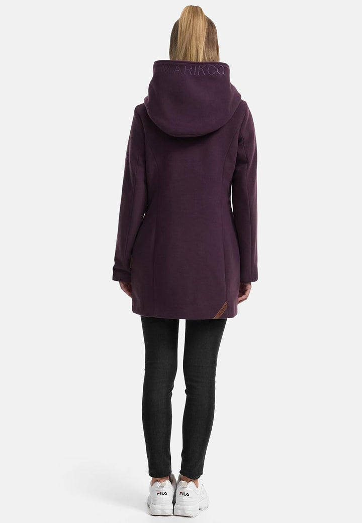 MARIKOO Damen Mantel in Wollmantel-Optik Warmer Trenchcoat mit Kapuze Maikoo XS-5XL XXL Dusty Plum,