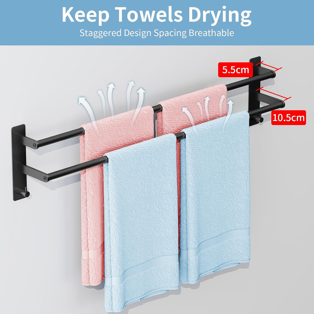 Handtuchhalter Ohne Bohren Schwarz, BETHOM 80cm Badezimmer Handtuchhalter Wandmontage, Selbstklebend