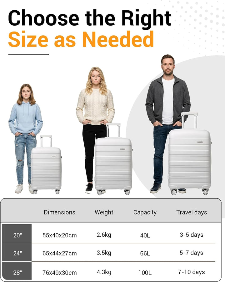 KONO Carry-ons Luggage Kleiner Koffer Handgepäck 55x40x20 Leicht Kabinentrolley Handgepäckkoffer Har