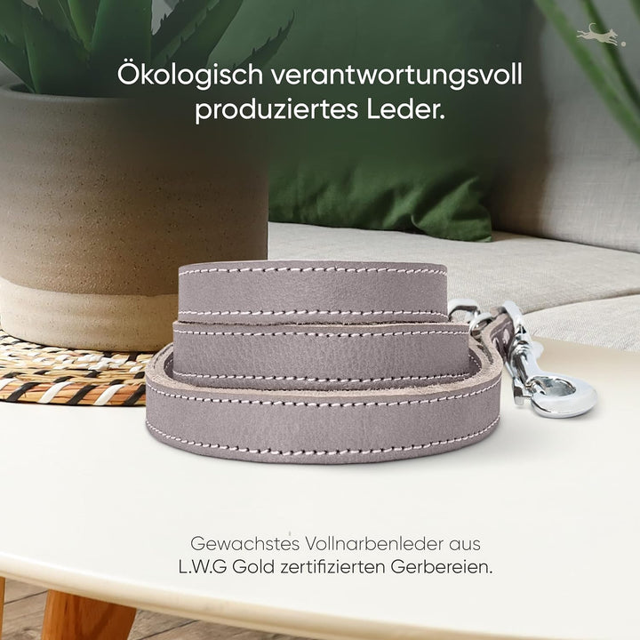 FREUDENTIER® Hundeleine aus zertifiziertem Leder 2m, 3-Fach verstellbare Führleine, liebevoll in Hol
