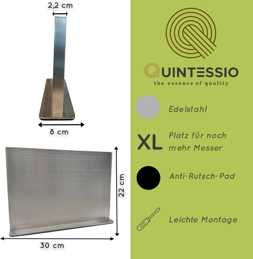QUINTESSIO Messerblock magnetisch ohne Messer - Beidseitiger Messerhalter magnetisch aus Edelstahl -