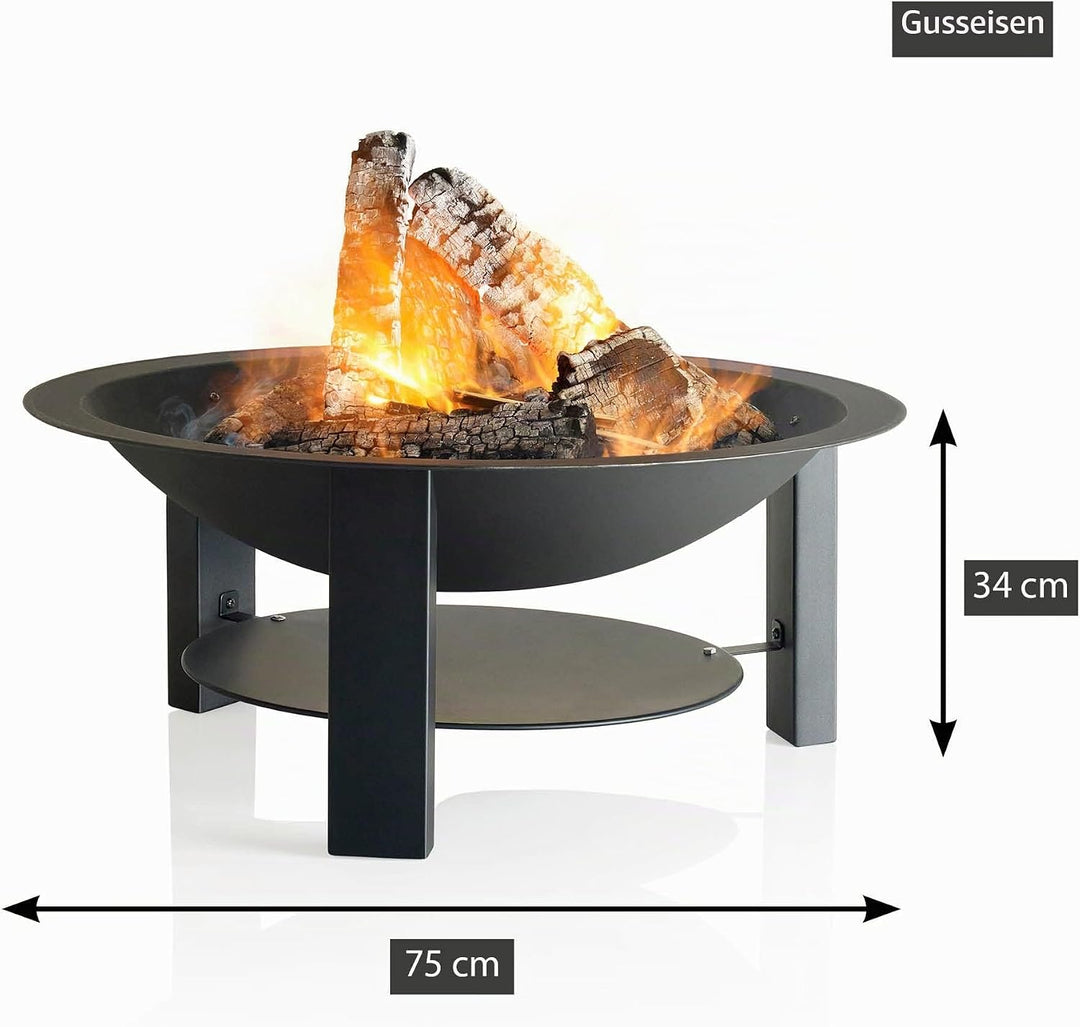 Barbecook Feuerschale für den Garten aus lackiertem Gusseisen 3-Beine Ø 75-cm bis 400 Grad hitzebest