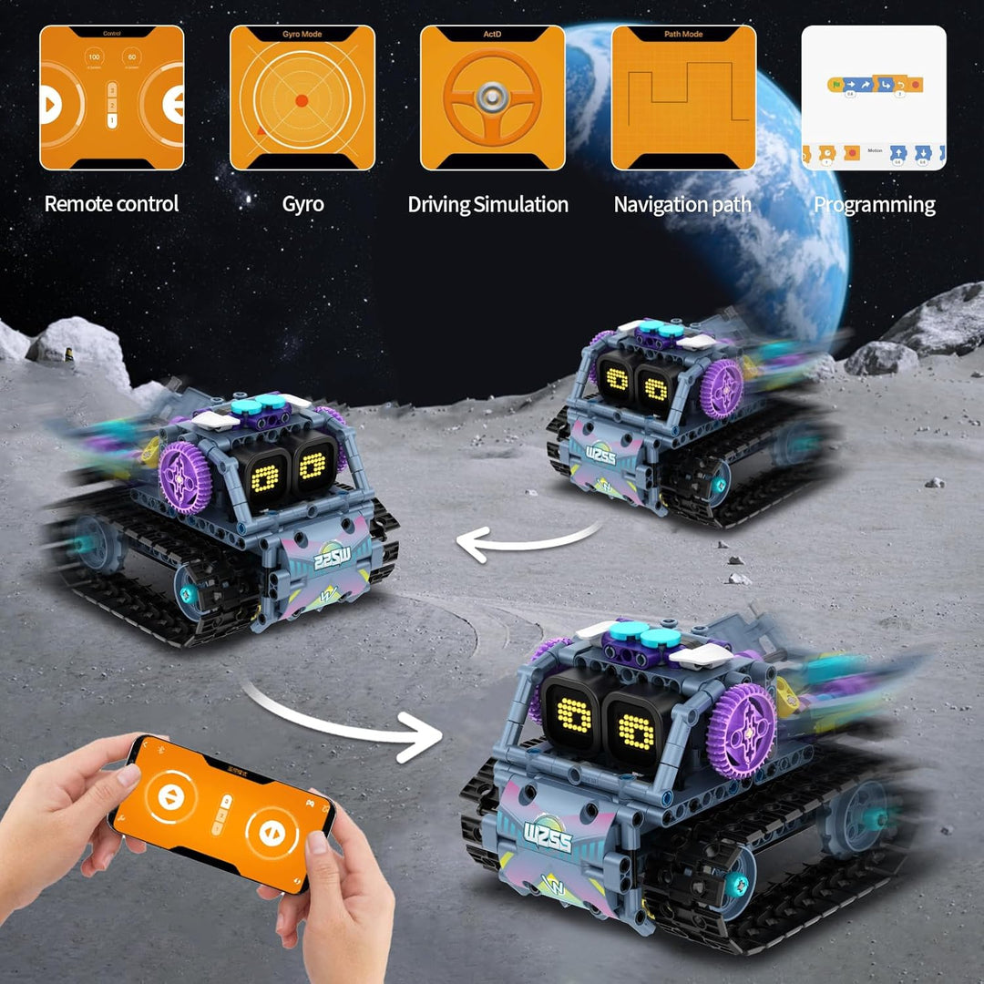 Technik Roboter Kinder für Jungen, 3-IN-1 Technik Bauspielzeug mit App-Fernsteuerung, Strassenwalze/