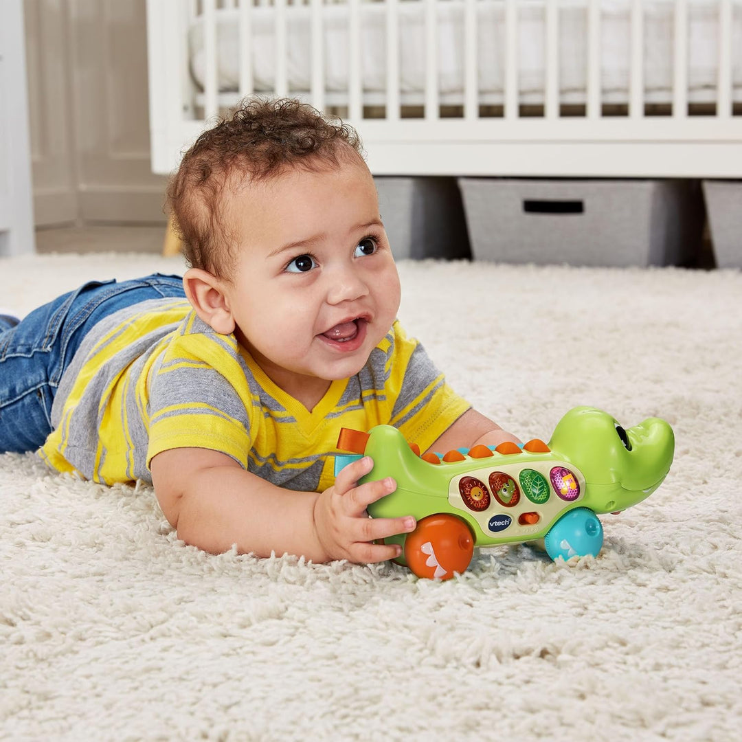 Vtech Baby - Babys Lernspass-Krokodil – Interaktives Babyspielzeug mit Musik, Sätzen und Geräuschen