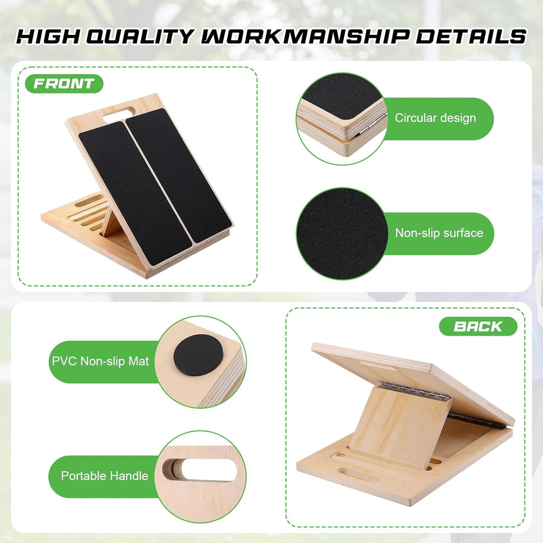 Wadendehner aus Holz, Professionelle Stretch and Mobility Board mit 5 verstellbaren Winkeln, Rutschf