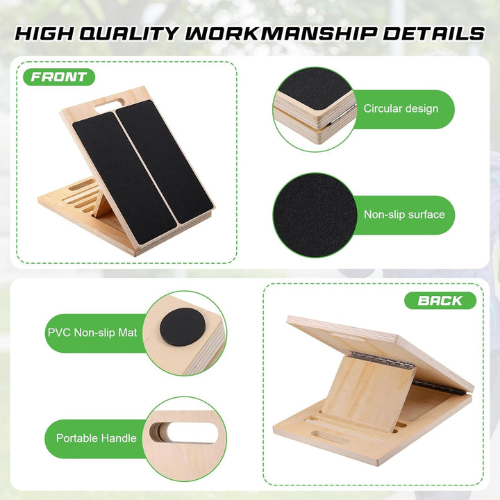 Wadendehner aus Holz, Professionelle Stretch and Mobility Board mit 5 verstellbaren Winkeln, Rutschf