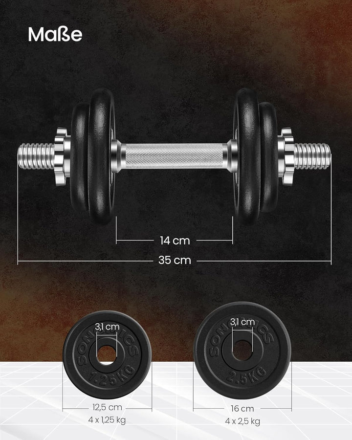 SONGMICS Hanteln, Hantelset aus Gusseisen, verstellbar, für Männer und Frauen, Workout, Fitnesstrain