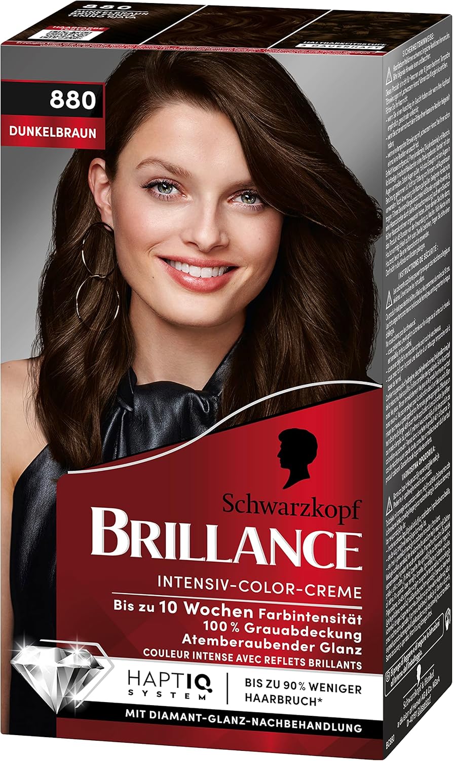 Brillance Intensiv-Color-Creme 880 Dunkelbraun (160 ml), dauerhafte Haarfarbe mit Diamant-Glanz und