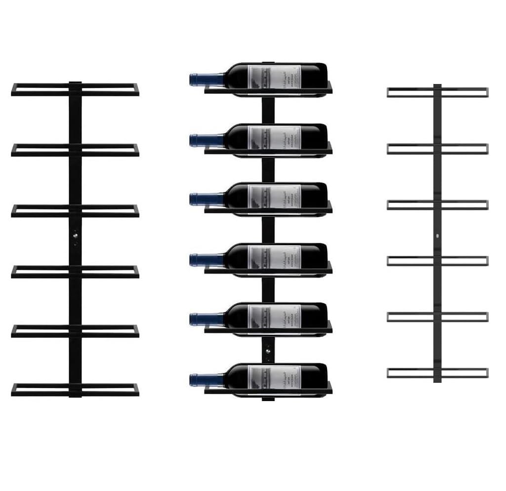 SMH LINE® Weinregal Metall schwarz für 6-10 Flaschen Flaschenhalter Metall Aufbewahrung Wandmontage