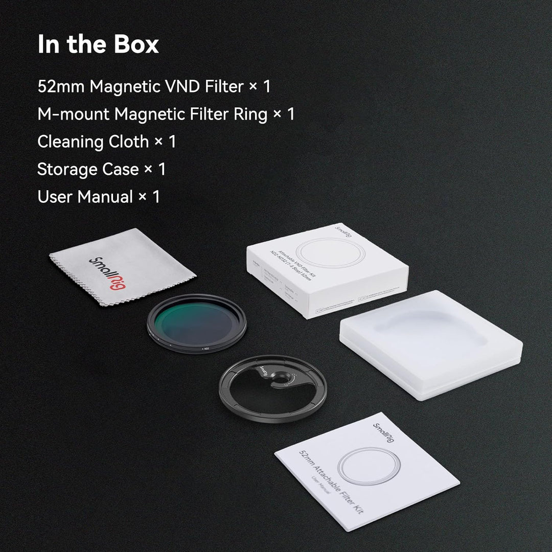SMALLRIG 52mm Magnetischer Variabler ND-Filtersatz, ND2-ND32 (1–5 Blendenstufen) VND-Filter mit M-Mo