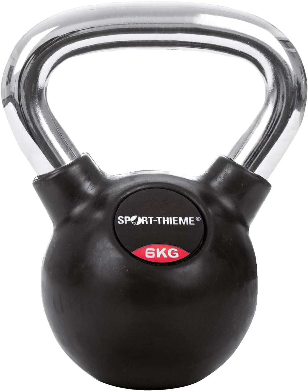 Sport-Thieme Gusseisen Kettlebell gummiert | Mit glattem Chrom-Griff | Hochwertige Kugelhantel in 11
