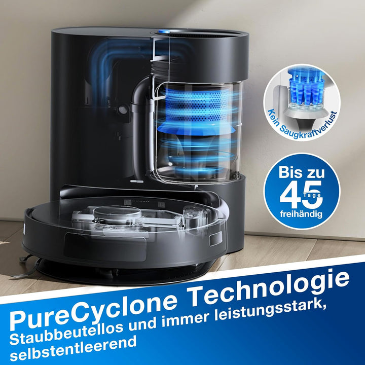 ECOVACS DEEBOT N20 PRO Plus Saugroboter mit Wischfunktion, Automatischer Entleerung Station, 8000Pa