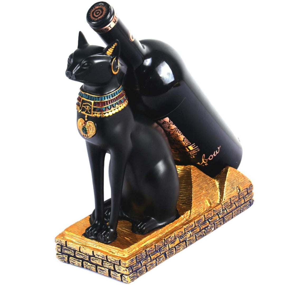Fantasee Weinregalhalter, altägyptische Gottheit, Bastet, Weinflaschenständer, hochwertiges Harzmate