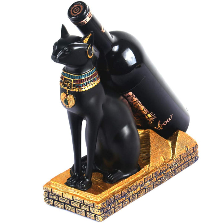 Fantasee Weinregalhalter, altägyptische Gottheit, Bastet, Weinflaschenständer, hochwertiges Harzmate