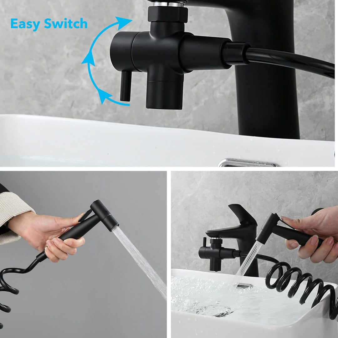 Roscid Handbrause Bad Bidet Edelstahl Duschkopf Waschbecken Set mit 3M Schlauch und 3 Adapter für G1