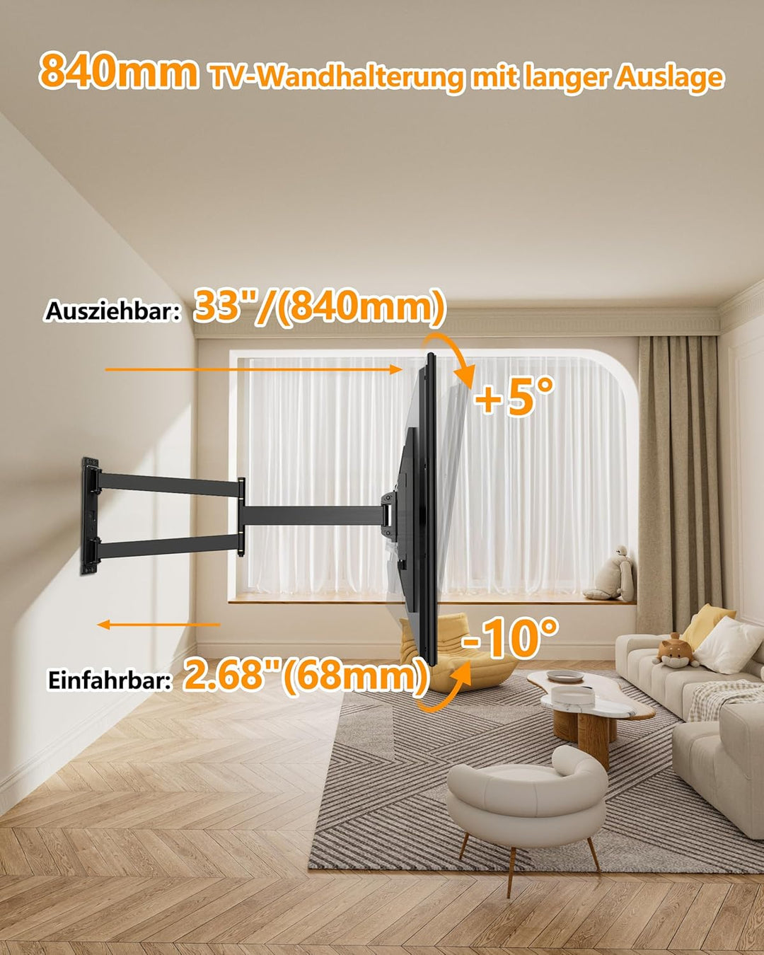 FORGING MOUNT TV Wandhalterung Langer Arm Ecke TV Halterung für 26-65 Zoll Fernseher 840mm Glatte Ve