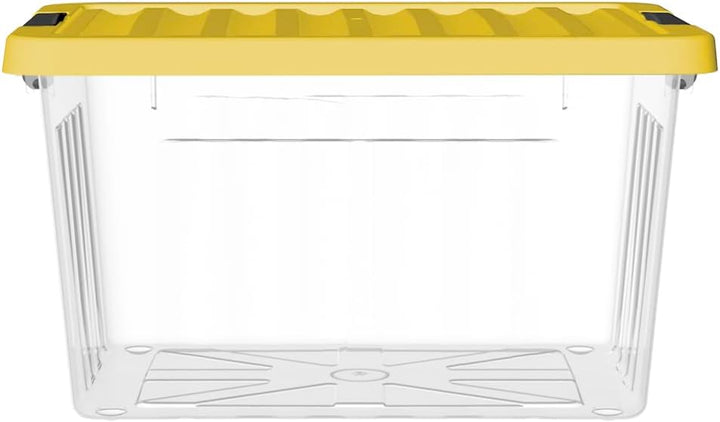 Cetomo 15L*4 Kunststoff-Aufbewahrungsbox Transparent mit langlebigen gelben Deckel und Sicherheitsve