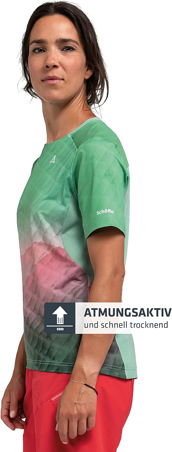 Schöffel Damen Shirt Valbella L, atmungsaktives Radtrikot, schnell trocknendes Funktionsshirt mit 4-