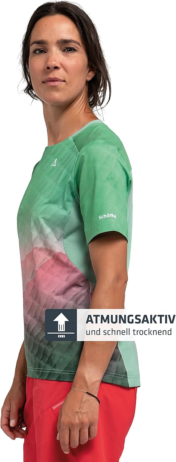 Schöffel Damen Shirt Valbella L, atmungsaktives Radtrikot, schnell trocknendes Funktionsshirt mit 4-