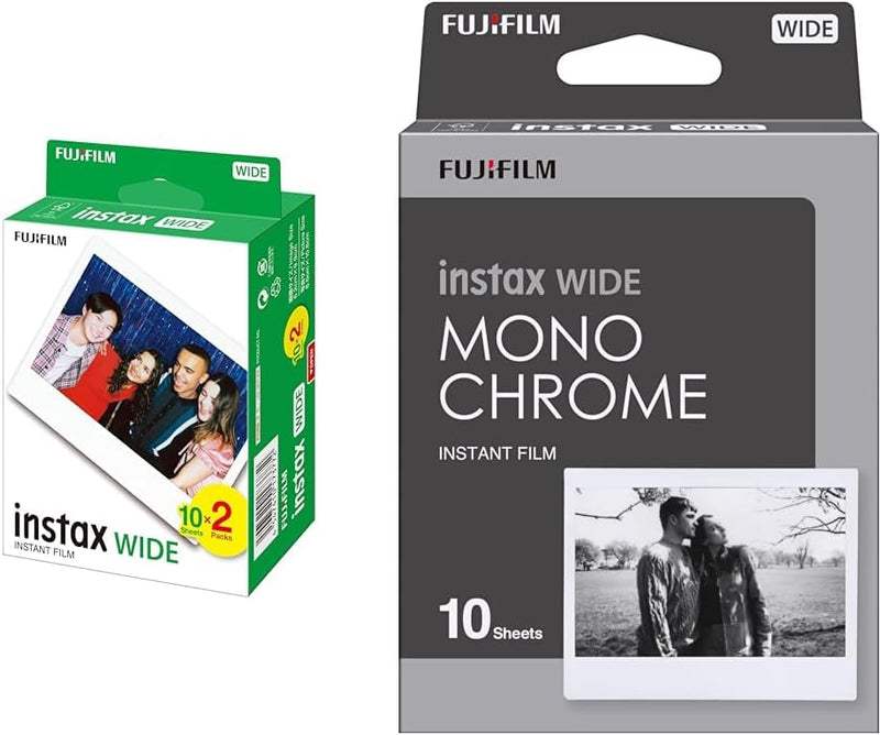 Instax Wide Film, 2-er Pack & Instax Wide Monochrome Filme Doppelpackung Wide Monochrome Filme Set,