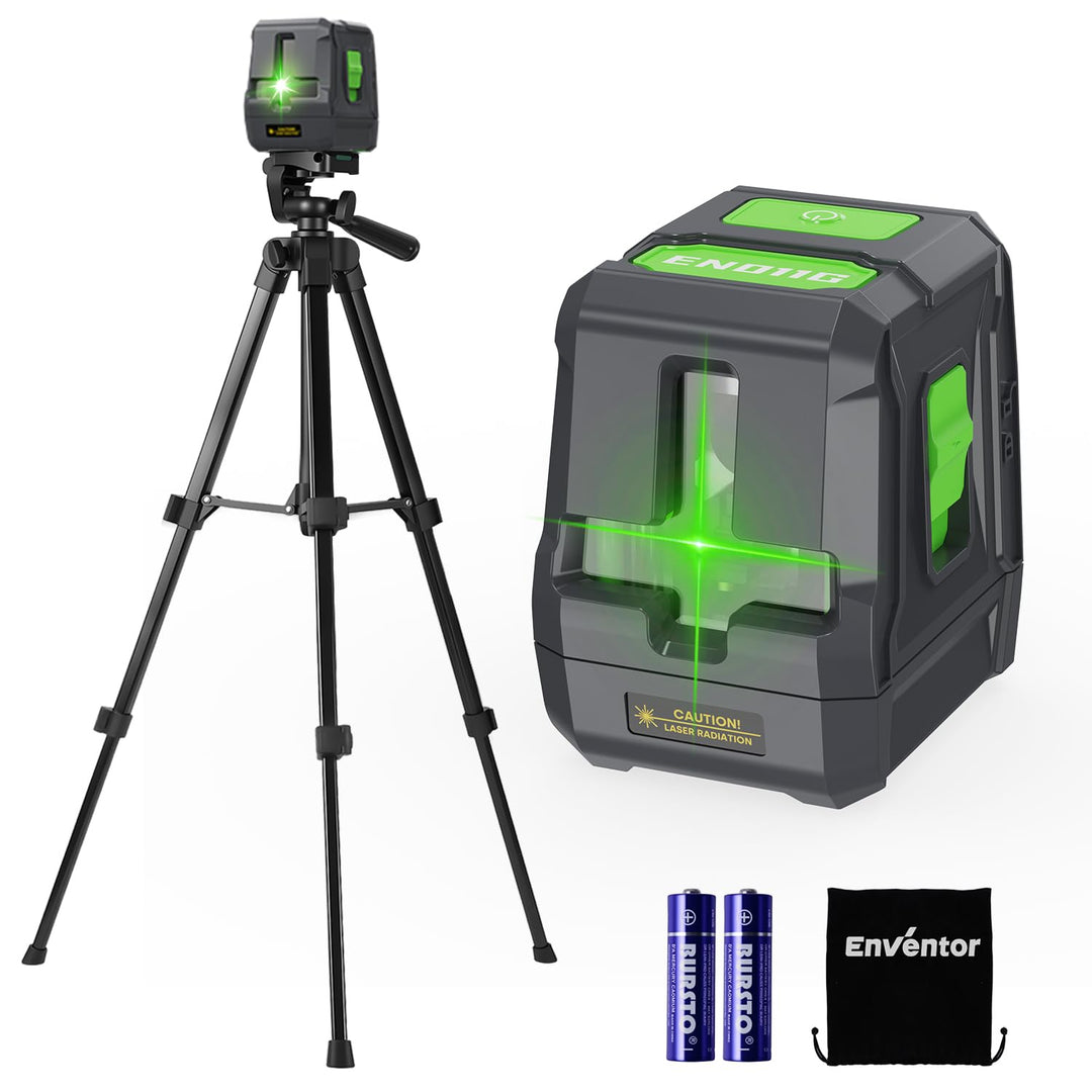 Enventor Kreuzlinienlaser Grün, Laser Wasserwaage, Selbstnivellierend Linienlaser, Vertikale/Horizon