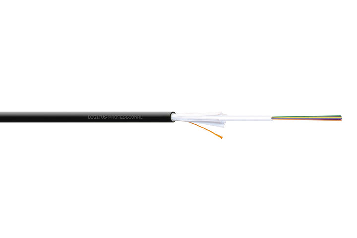 DIGITUS 100 m Glasfaser-Verlegekabel OS2 12 Fasern – Innen &amp; Aussen – A/I-DQ (ZN) BH – 9/125µ – BauP
