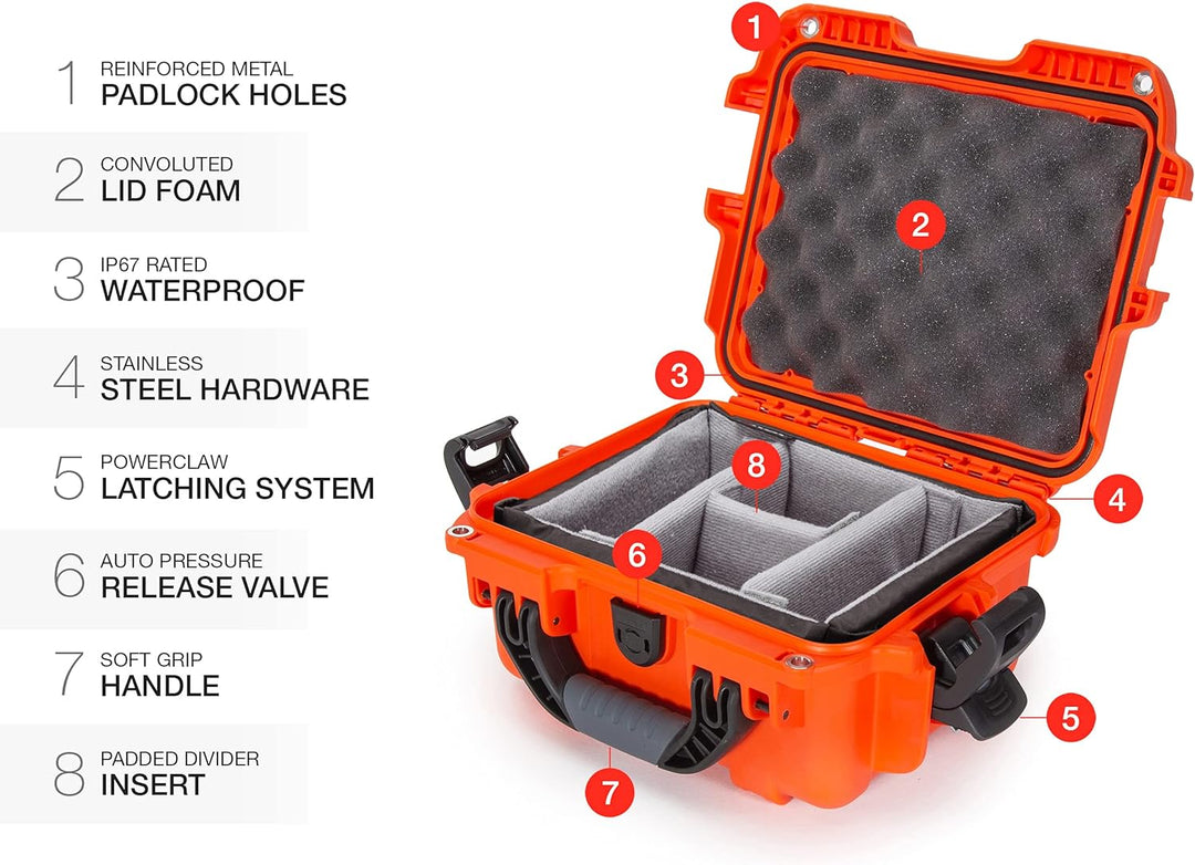 Nanuk 905 Wasserdichter Hartschalenkoffer Mit Gepolsterten Trennwänden - Orange Gepolsterte Trennwan