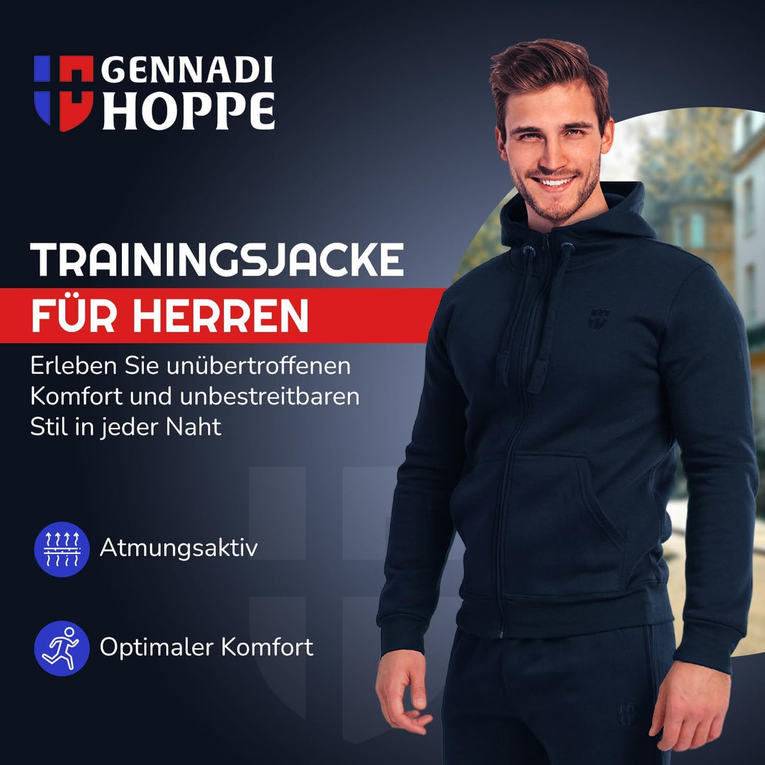 Gennadi Hoppe Herren Trainingsjacke Kapuzenjacke Joggingjacke S Blau (Navy), S Blau (Navy)