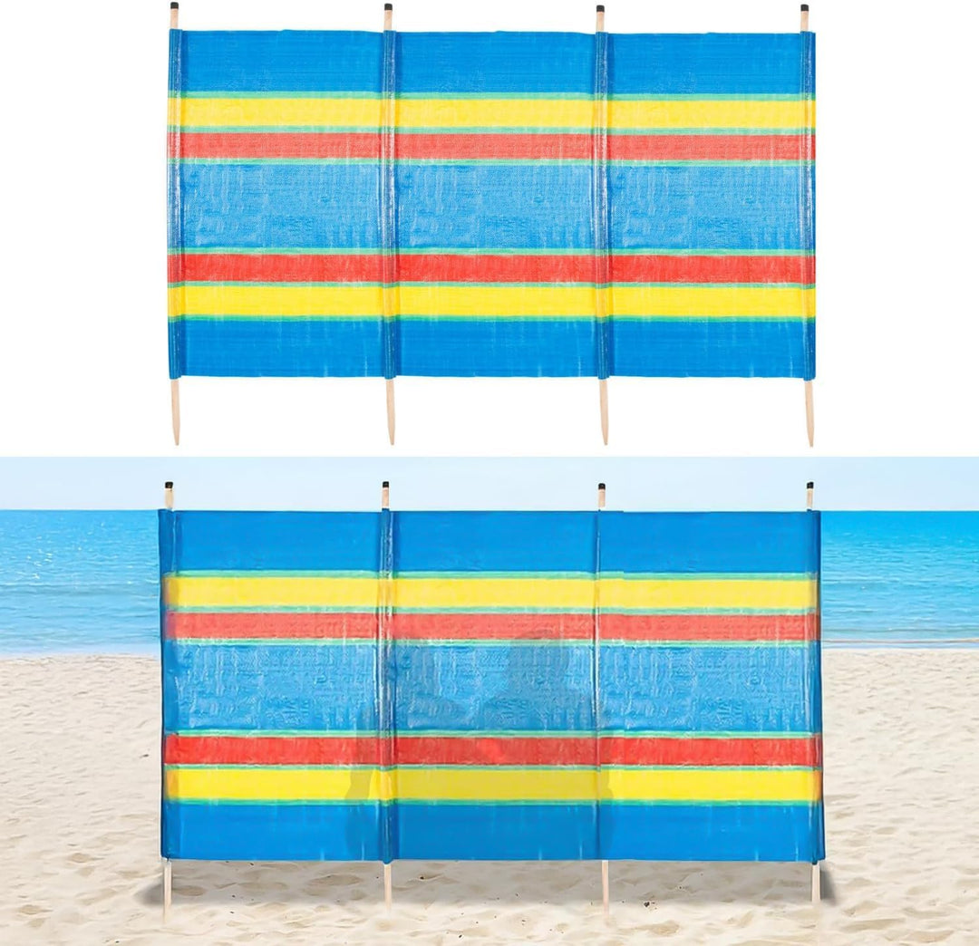 Garden Mile Windschutz mit 8 Stangen, strapazierfähig, mehrfarbig, für Garten, Strand, Urlaub, Wohnw