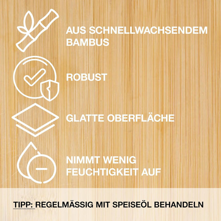 Moritz & Moritz XXL Schneidebrett Bambus Gross - 45 x 34 x 2 cm - Bambus Holzbrett mit Saftrille - Z