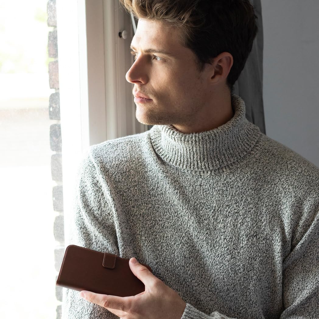 SELENCIA Bookcase Hülle kompatibel mit iPhone 12 Pro Max – Era Leder Handytasche Side Flip Case – Ha