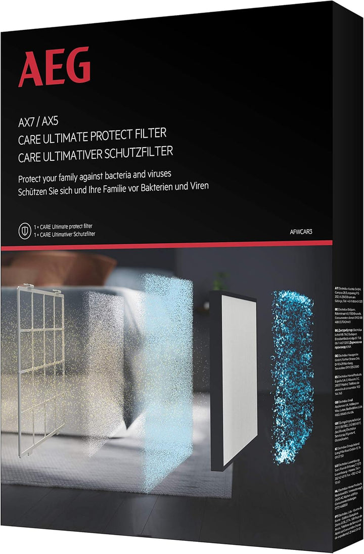 AEG AFWCAR3 Care Schutzfilter (Passend für AX51 & AX71 Luftreiniger, aktiver Virenschutz, beseitigt