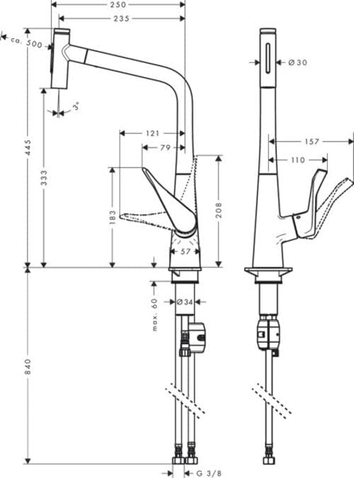 hansgrohe Metris Select M71 Einhebel-Küchenmischer 320, Ausziehbrause, 2jet, Farbe: Edelstahl-Finish