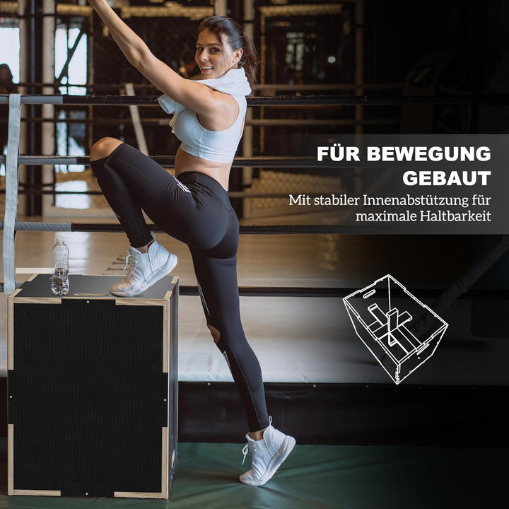 SPORTNOW 3 in 1 Plyo Box, Sprungbox aus Holz, Plyometric Plattform mit Griff, Plyometrisches Trainin