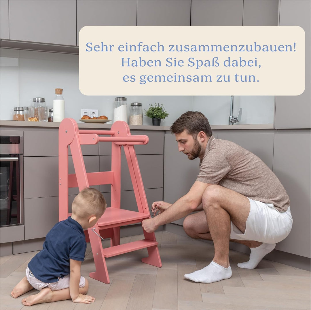 TOYBOX Lernturm Klappbar, Lernturm für Kinder, Höchste Sicherheit, Montessori Lernturm ab 1 Jahr, Kü