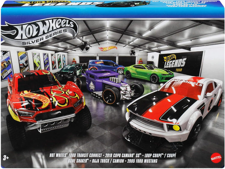 Hot Wheels Die-Cast-Spielzeugautos und -Trucks im Massstab 1:64, Set mit 6 HW Legends-Fahrzeugen mit