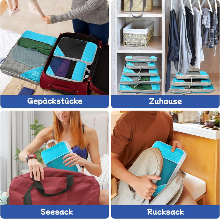 5-teilig Kompressions Packwürfel Set für Reisen, Compression Packing Cube zur Organisation Ihres Rei