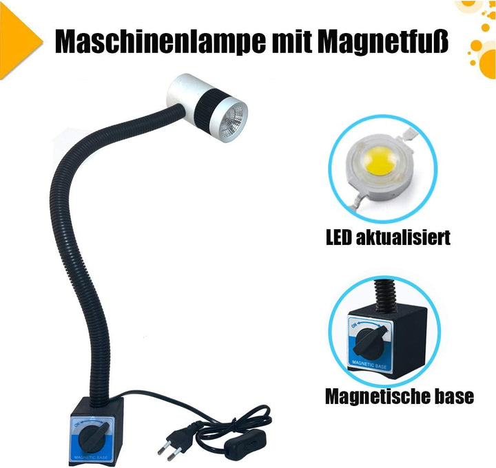 Drehmaschine Led Licht mit Magnetfuss - Maschinenlampe 12W 110V-220V 1500 Lumen Arbeitslicht mit Mag