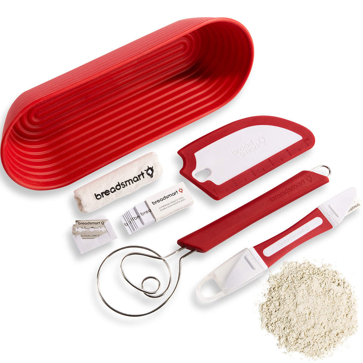Breadsmart Artisan Bread Making Kit - 5 PC-Backzubehör-Satz - Lame, Schaber, Schneebesen, Baumwollei