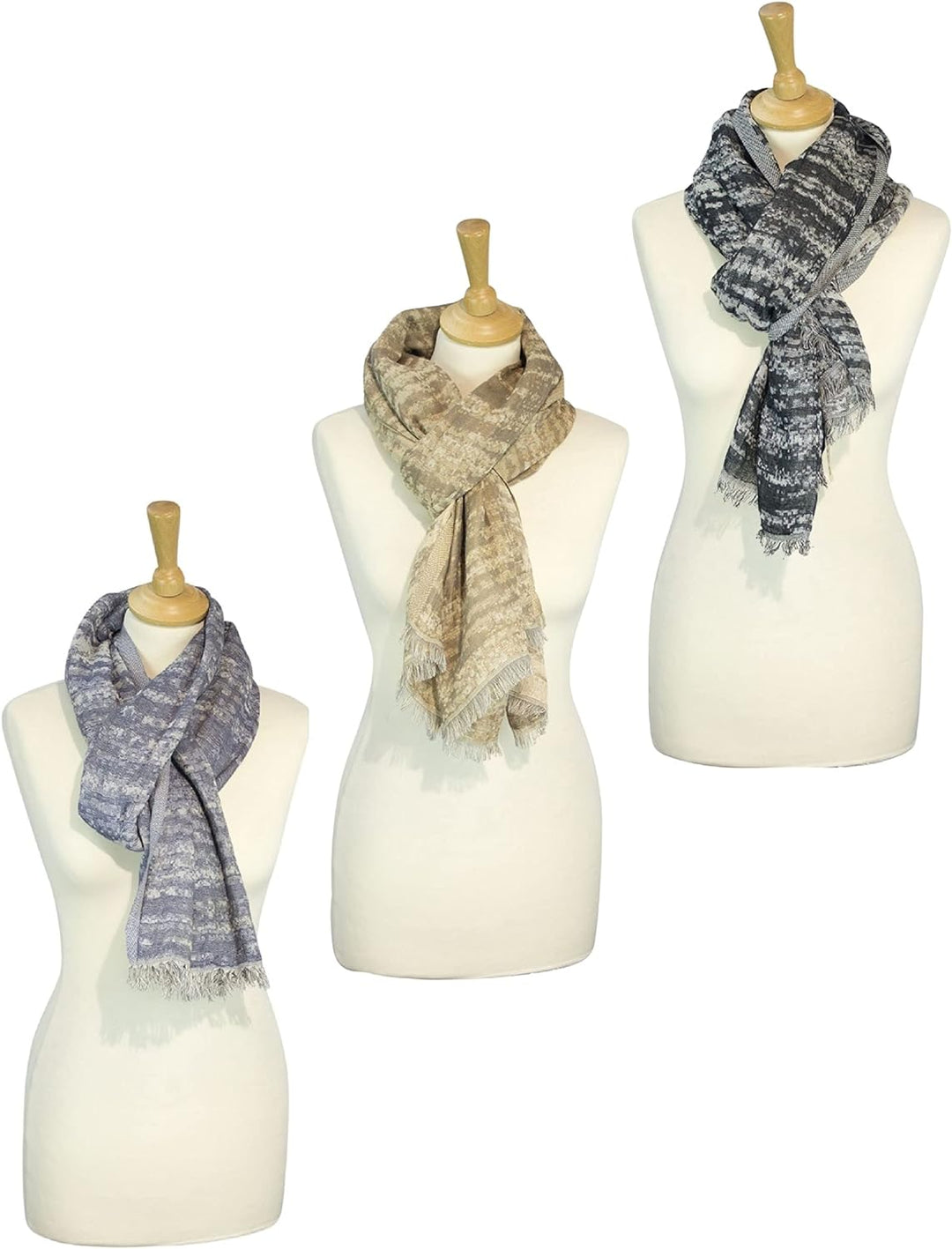 Sunsa 3er Set Damen/Herren Schals, weich Winter Halstuch aus Baumwolle & Viskose. Grosse Unisex Herb