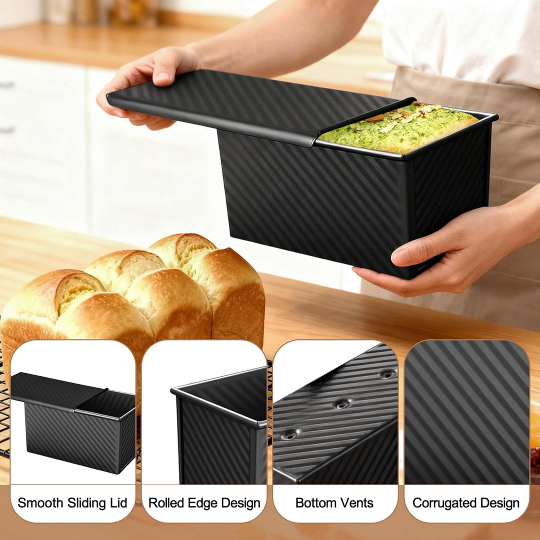 2 Stück Brotbackform mit Deckel, Toastbrot Backform mit Deckel, 450g (1lb) Antihaft Brotform Kastenf