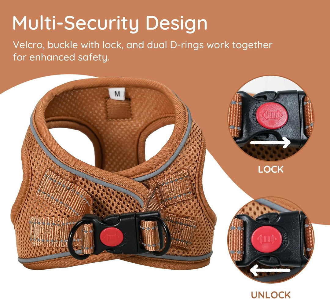 BELLA & PAL Hundegeschirr Kleine Hunde mit Leine, Step-in Geschirr aus Air Mesh, Anti Zug Reflektier