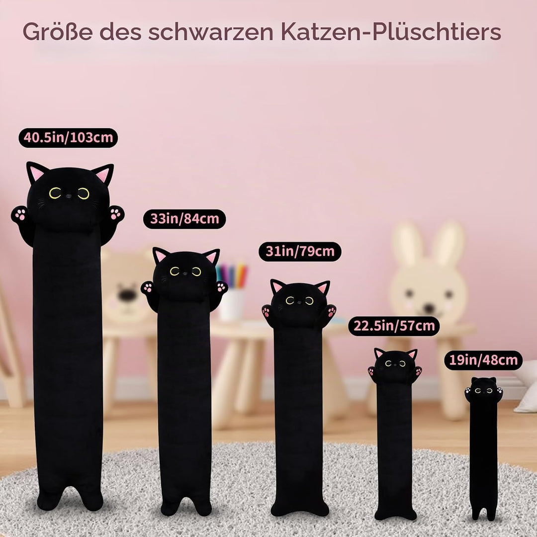 60CM Lange Katze Plüsch Körperkissen, Lange Katze Kuscheltier Stofftier Katzen Kissen Plüschtiere，Ka