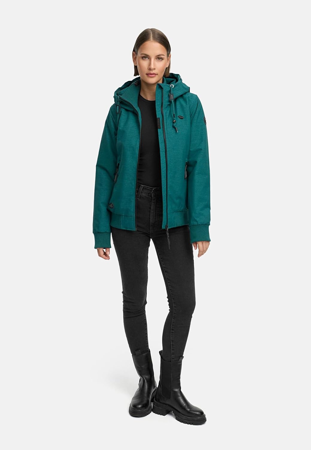 Ragwear Damen warme wasserdichte Winterjacke Outdoorjacke mit Kapuze Nuggie Melange XS-6XL XS Pine G