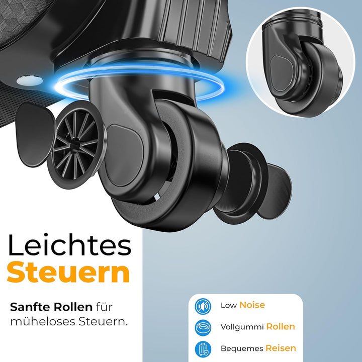 KESSER® Reisekoffer Set 4-teilig | Trolley Kofferset Stoffkoffer mit 3-Ziffern-TSA-Schloss, 360° Rol