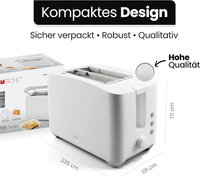 Clatronic® Toaster 2 Toastschlitze | Toaster mit Brötchenaufsatz | Toaster 2 Scheiben mit Liftfunkti