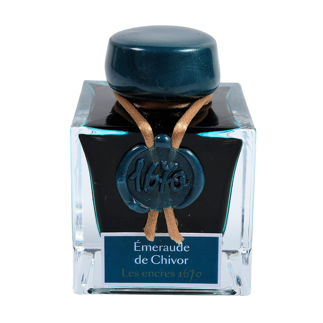 Jacques Herbin 15035JT Jubiläums- Tintenflakon 1670, 50 ml, für Federhalter, Farbintensiv, Grün Emer