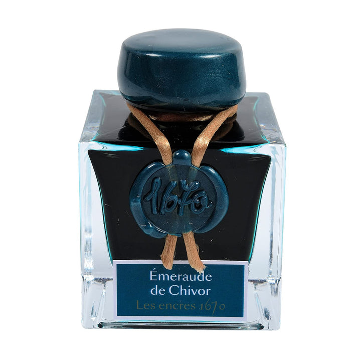 Jacques Herbin 15035JT Jubiläums- Tintenflakon 1670, 50 ml, für Federhalter, Farbintensiv, Grün Emer