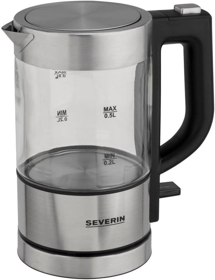 SEVERIN Mini Glas Wasserkocher, leistungsstarker und kompakter Wasserkocher in hochwertigem Design,